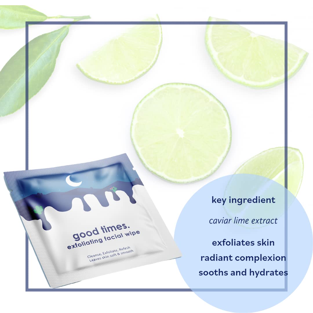 Eco-Beauty good times Waterless Daily Gentle Exfoliating Face Wipes Individually Wrapped Pre-Moistened Packet Cleanse, Exfoliate, Soothe and Hydrate (20 Wipes) - Image 3